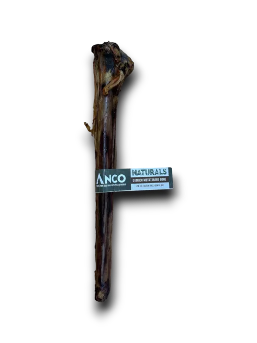 Ostrich bone with 'Anco Naturals' label on a white background