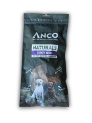 Anco Naturals Turkey Necks dog treat package on a white background