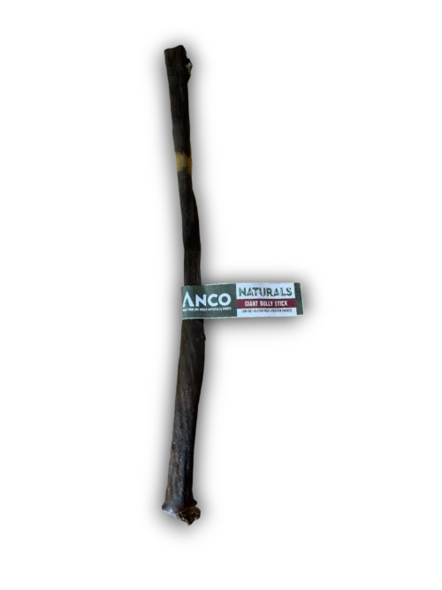 Dog chew stick with 'Anco Naturals' label on a white background