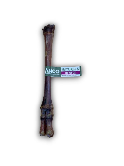 Anco Natural red deer leg on white background with label