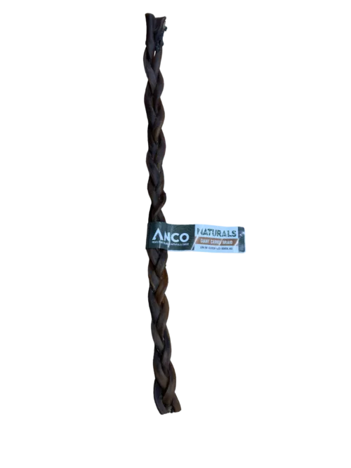 Dog camel braid chew with a visible brand anco label on a white background
