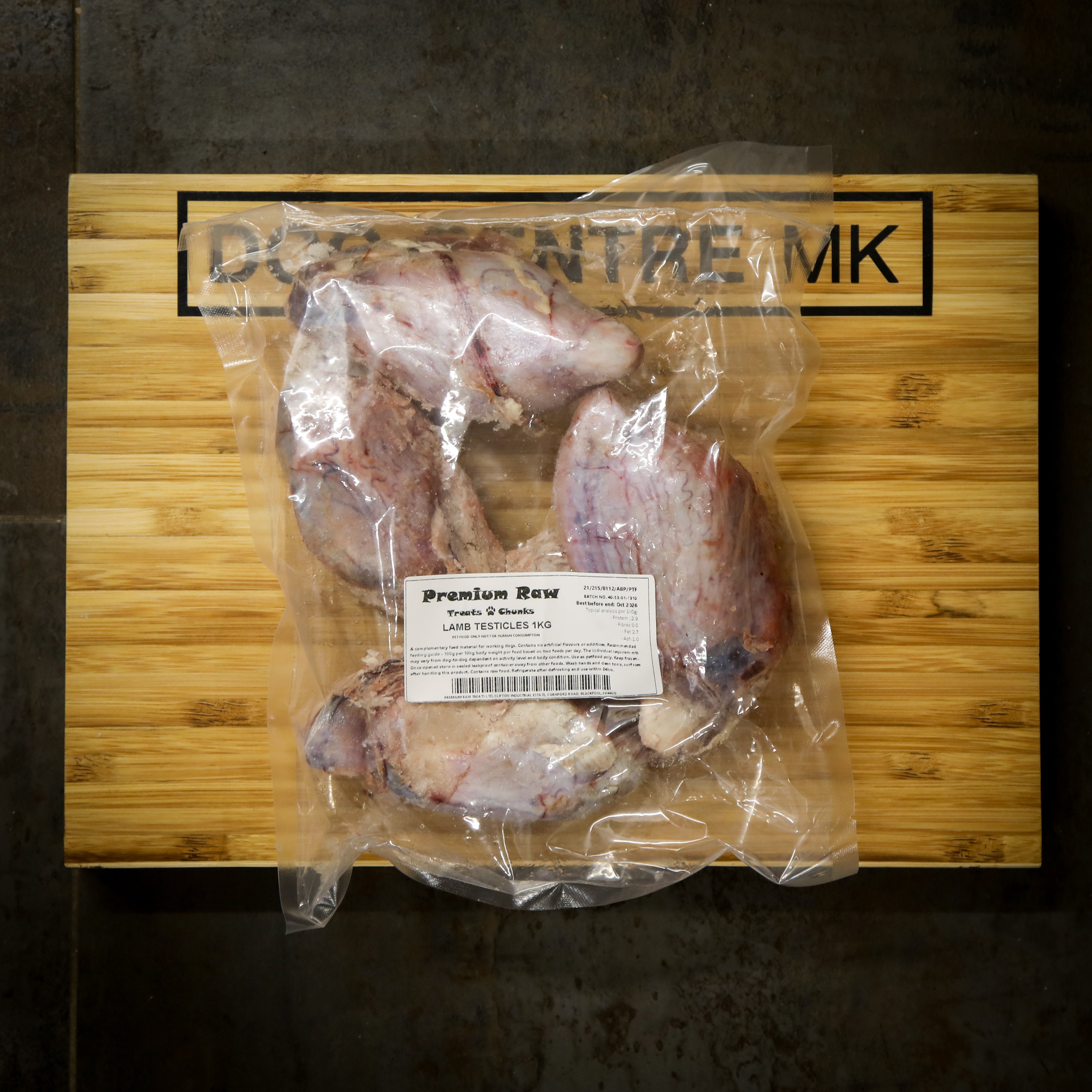 packaged raw lamb testicles in a clear bag, 1kg Premium raw