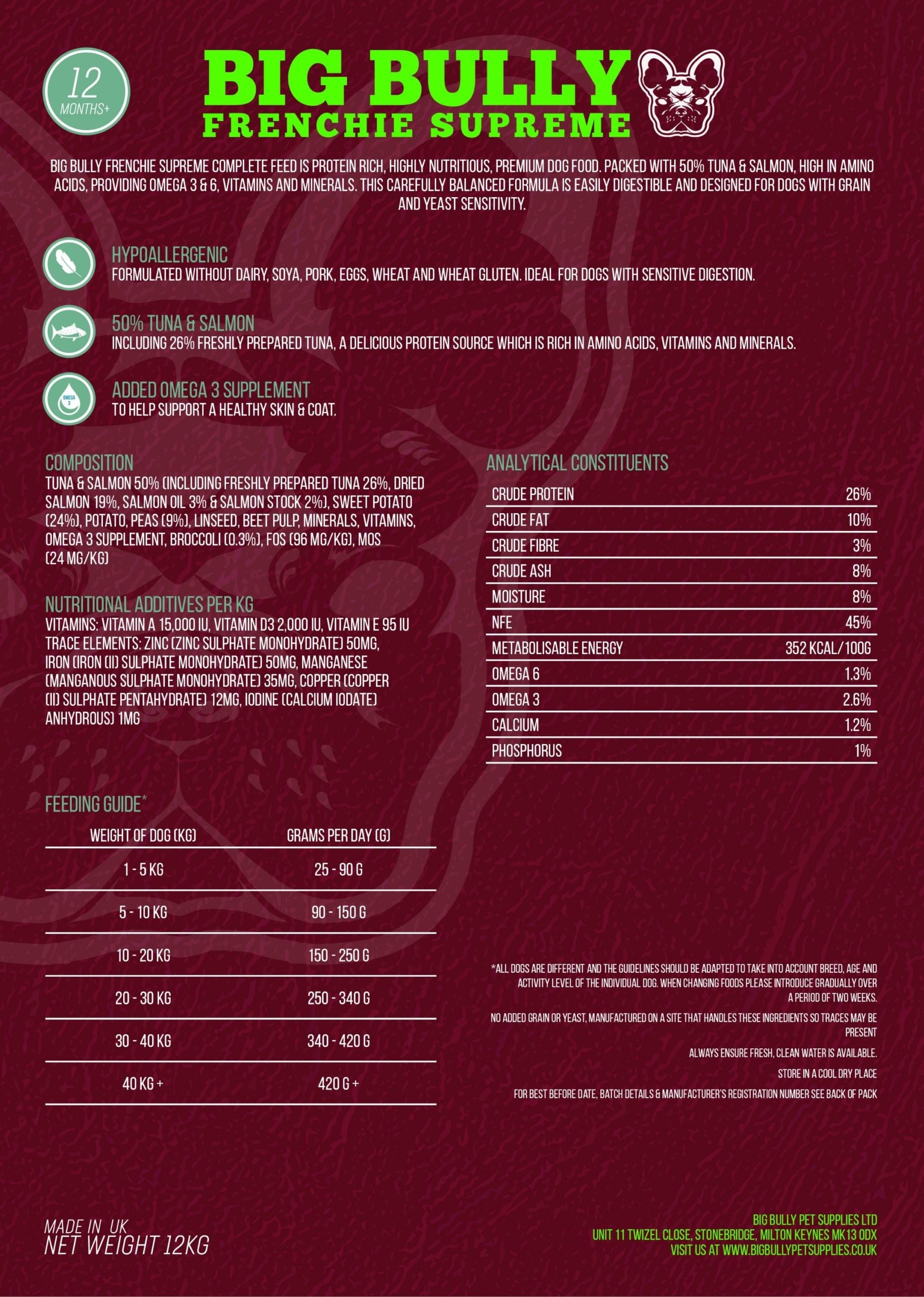 BIG BULLY FRENCHIE SUPREME (TUNA, SWEET POTATO &amp; BROCCOLI, 12KG) image 2