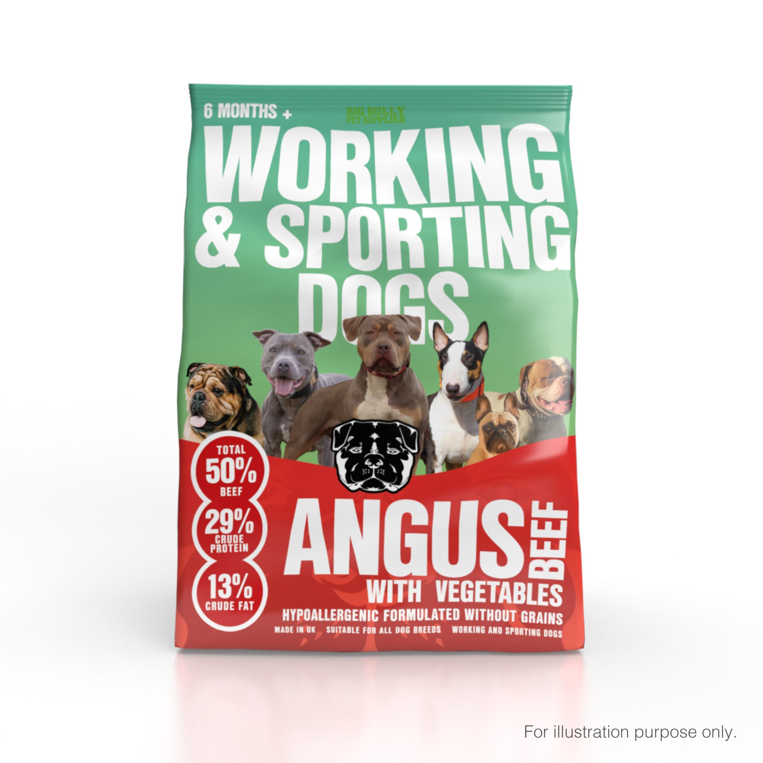 BIG BULLY WORKING DOG (12KG) AVAILABLE IN 3 DELICIOUS FLAVOURS CHICKEN, ANGUS BEEF AND SALMON - Beef image