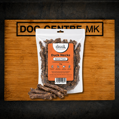 A bulk 1kg bag of Drool Duck Necks natural dog treats from Dog Centre MK