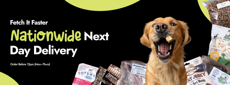 Fetch It Faster Nationwide Next Day Delivery order before 12pm (Mon-Thurs) Dog eating treats
